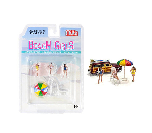 American Diorama - Beach Girls Diecast Figure Set Car Not Included - MiJo Exclusives - Scala 1/64 AD-76481JMJ