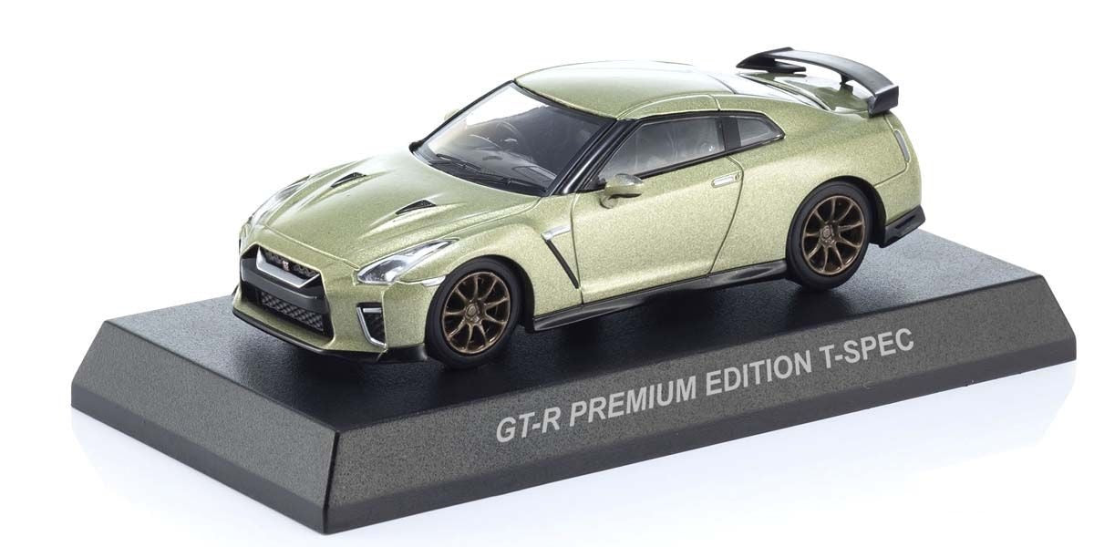 Kyosho - Nissan GT-R Premium Edition T-Spec Millennium Jade - Mini Car &amp; Book - Scale 1/64