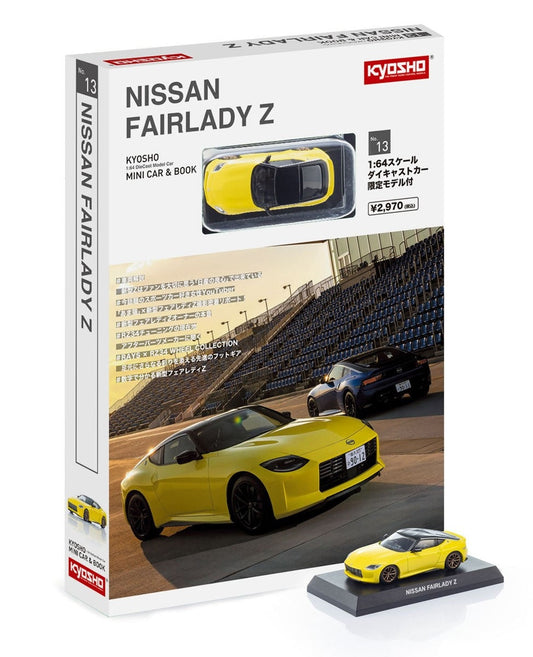 Kyosho - Nissan Fairlady Z Yellow - Mini Car &amp; Book - Scale 1/64