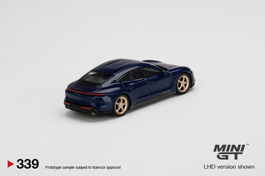 Mini GT - Porsche Taycan Turbo S Gentian Blue Metallic MiJo Exclusives - Scale 1/64 MGT00339-MJ