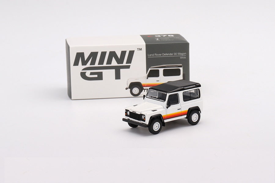 Mini GT - Land Rover Defender 90 Wagon White LDH - Scale 1/64 MGT00378-L