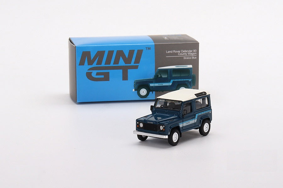 Mini GT - Land Rover Defender 90 County Wagon Stratos Blue LDH - Scale 1/64 MGT00353