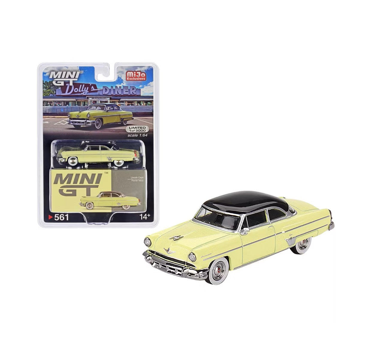 Mini GT - Lincoln Capri 1954 Premier Yellow MiJo Exclusives LHD - Scala 1/64 MGT00561-MJ