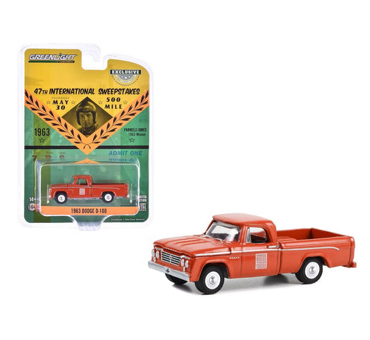 Greenlight - 1963 Dodge D-100 Truck Indianapolis 500 Official Truck Red "Hobby Exclusive" - Scala 1/64