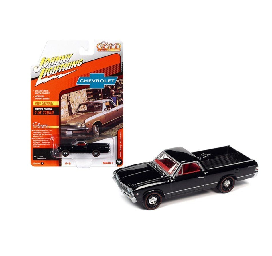 Johnny Lightning - 1967 Chevrolet El Camino Tuxedo Black "Classic Gold Collection" - Scale 1/64