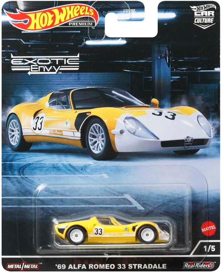 Hot Wheels Premium - Alfa Romeo 33 Stradale 1969 Yellow - Scala 1/64