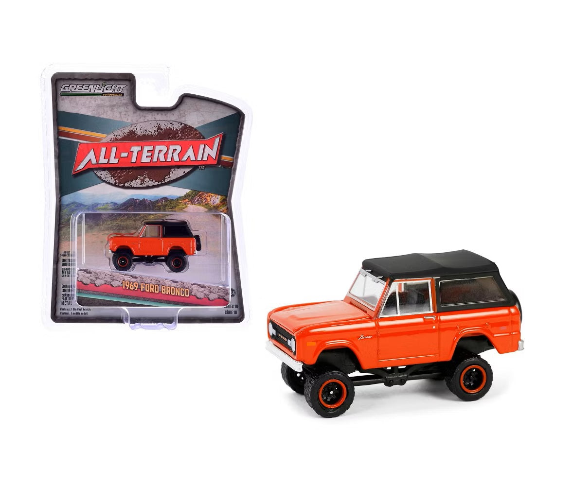 Greenlight - 1969 Ford Bronco Poppy Red - Series All Terrain - Scala 1/64