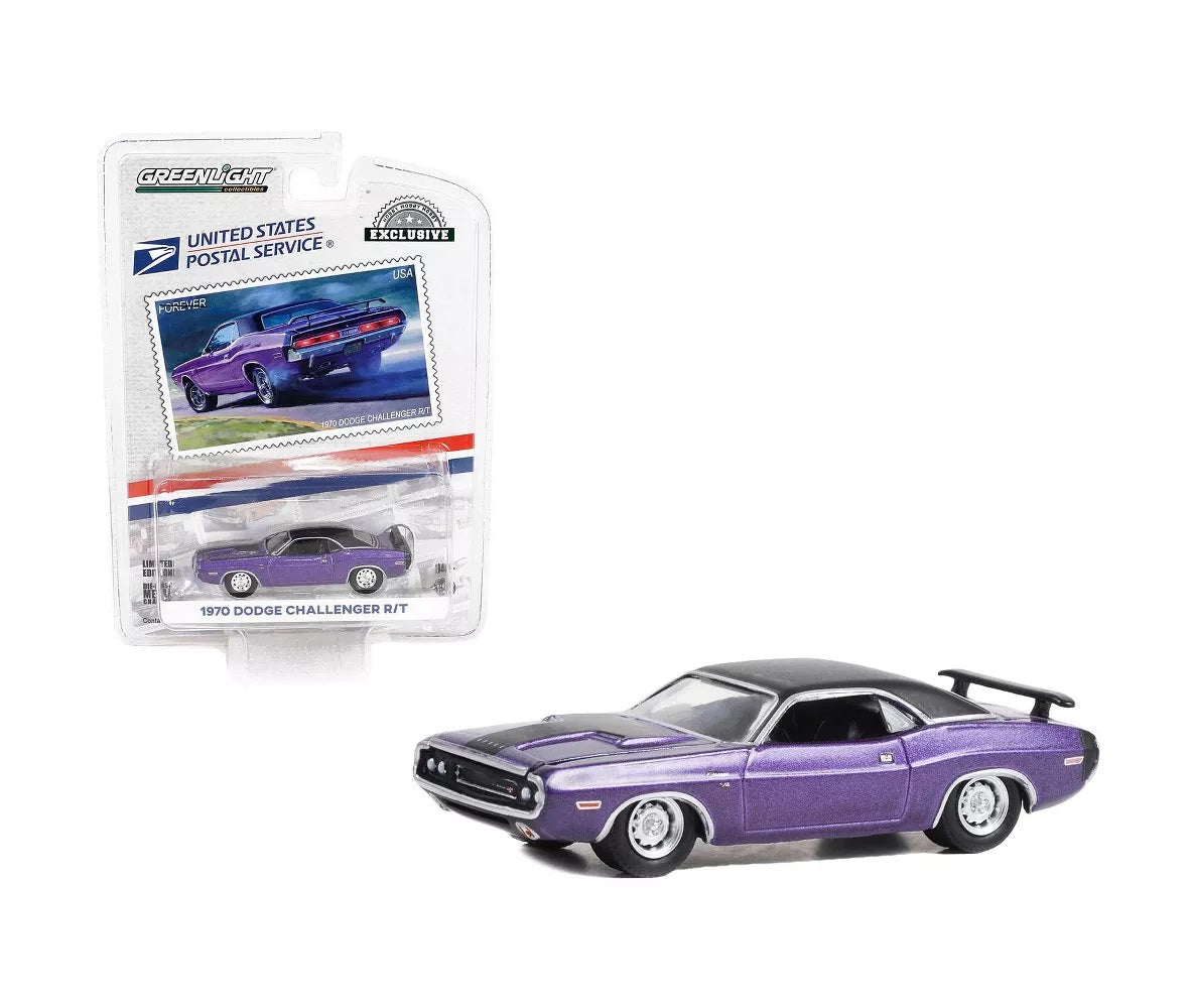 Greenlight - 1970 Dodge Challenger R/T Purple Metallic with Matt Black Top USPS Hobby Exclusive - Scale 1/64