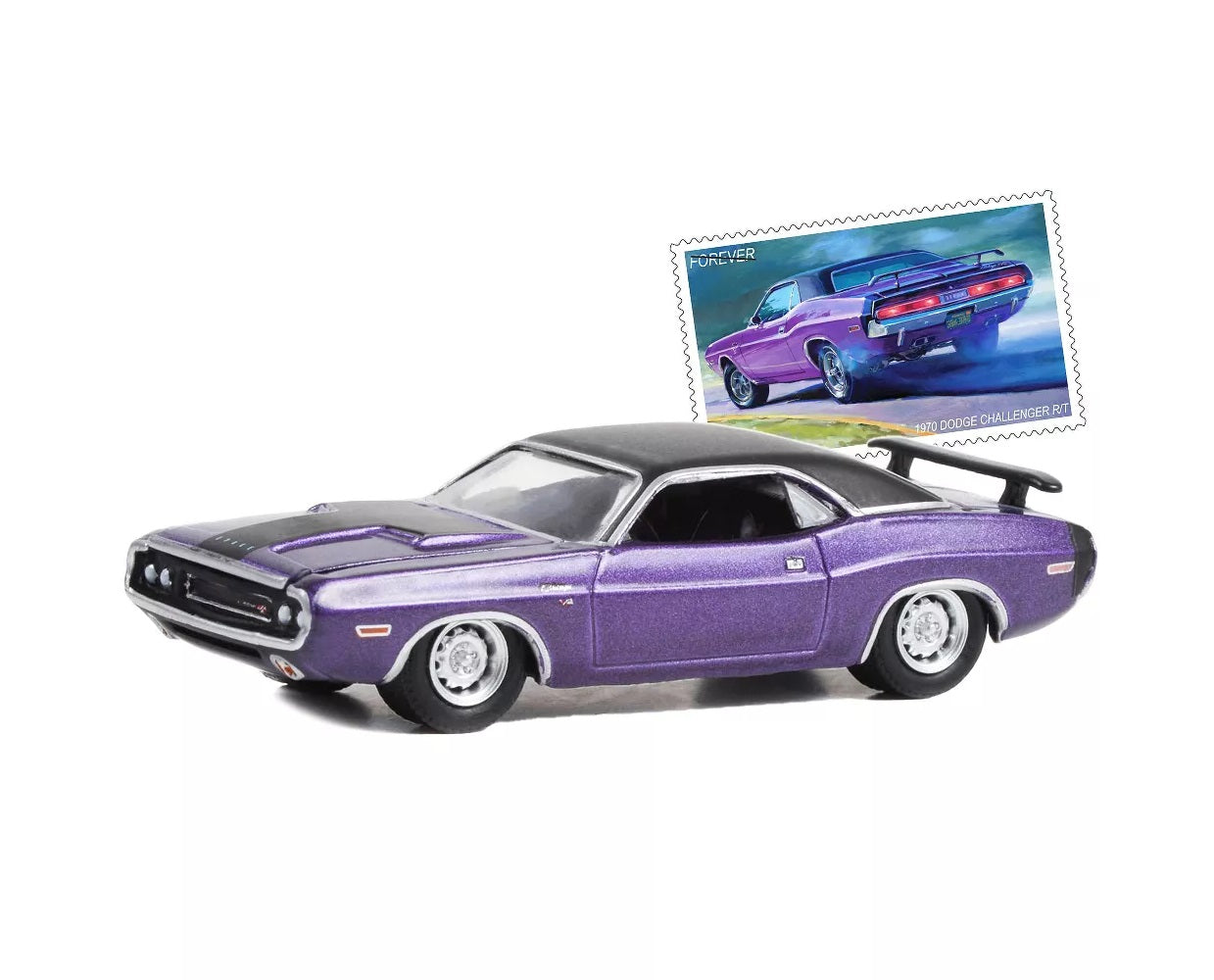 Greenlight - 1970 Dodge Challenger R/T Purple Metallic with Matt Black Top USPS Hobby Exclusive - Scale 1/64