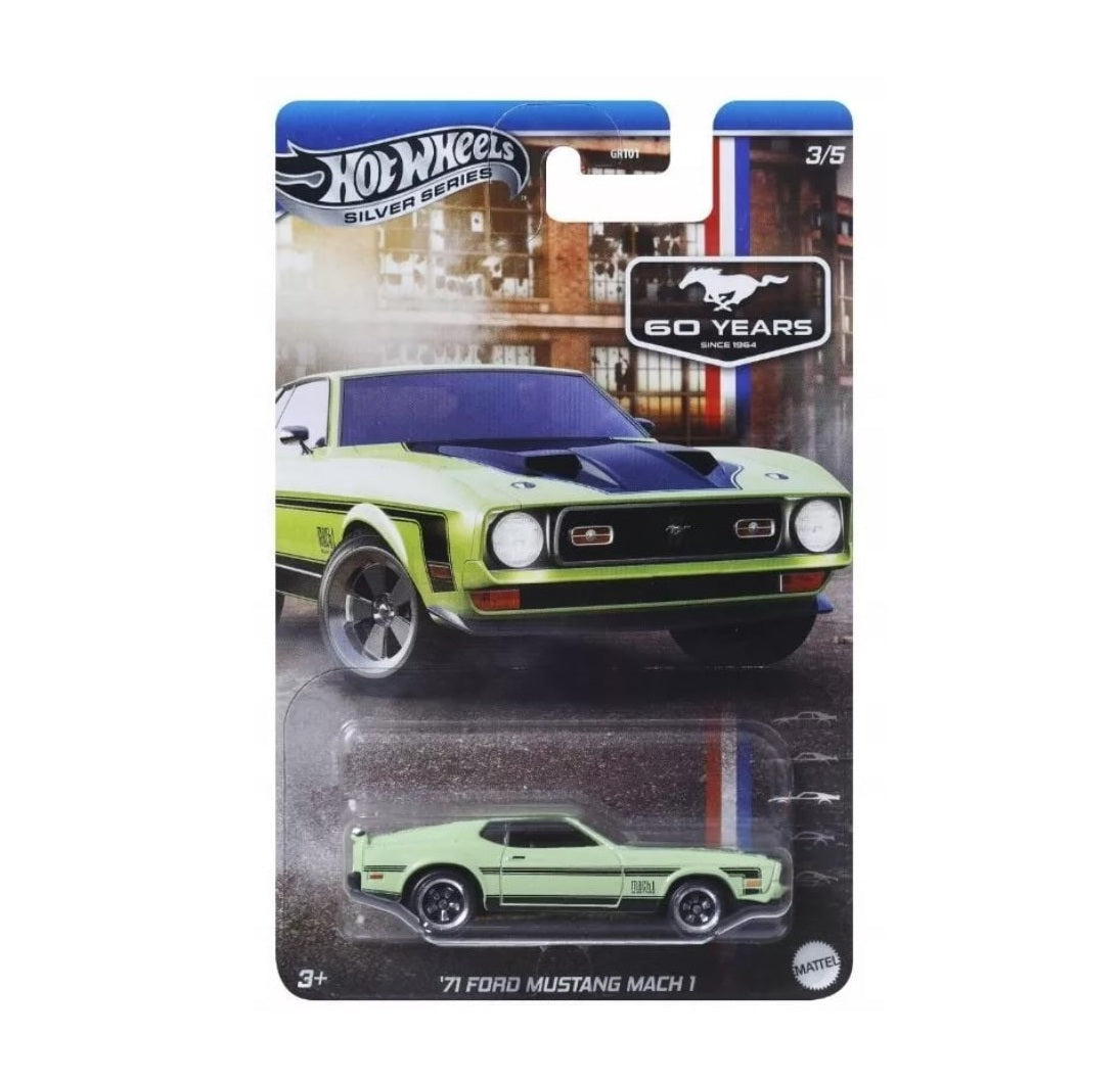 Hot Wheels - '71 Ford Mustang Mach 1 - Silver Series Mustang 60 Years - Scale 1/64