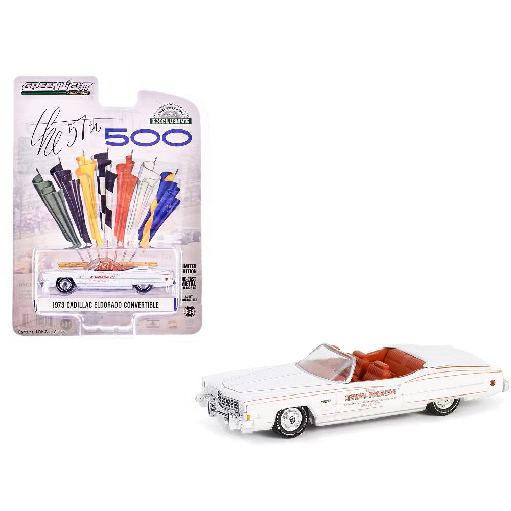 Greenlight - 1973 Cadillac Eldorado Convertible "57th Annual Indianapolis" White with Red Interior - Scale 1/64