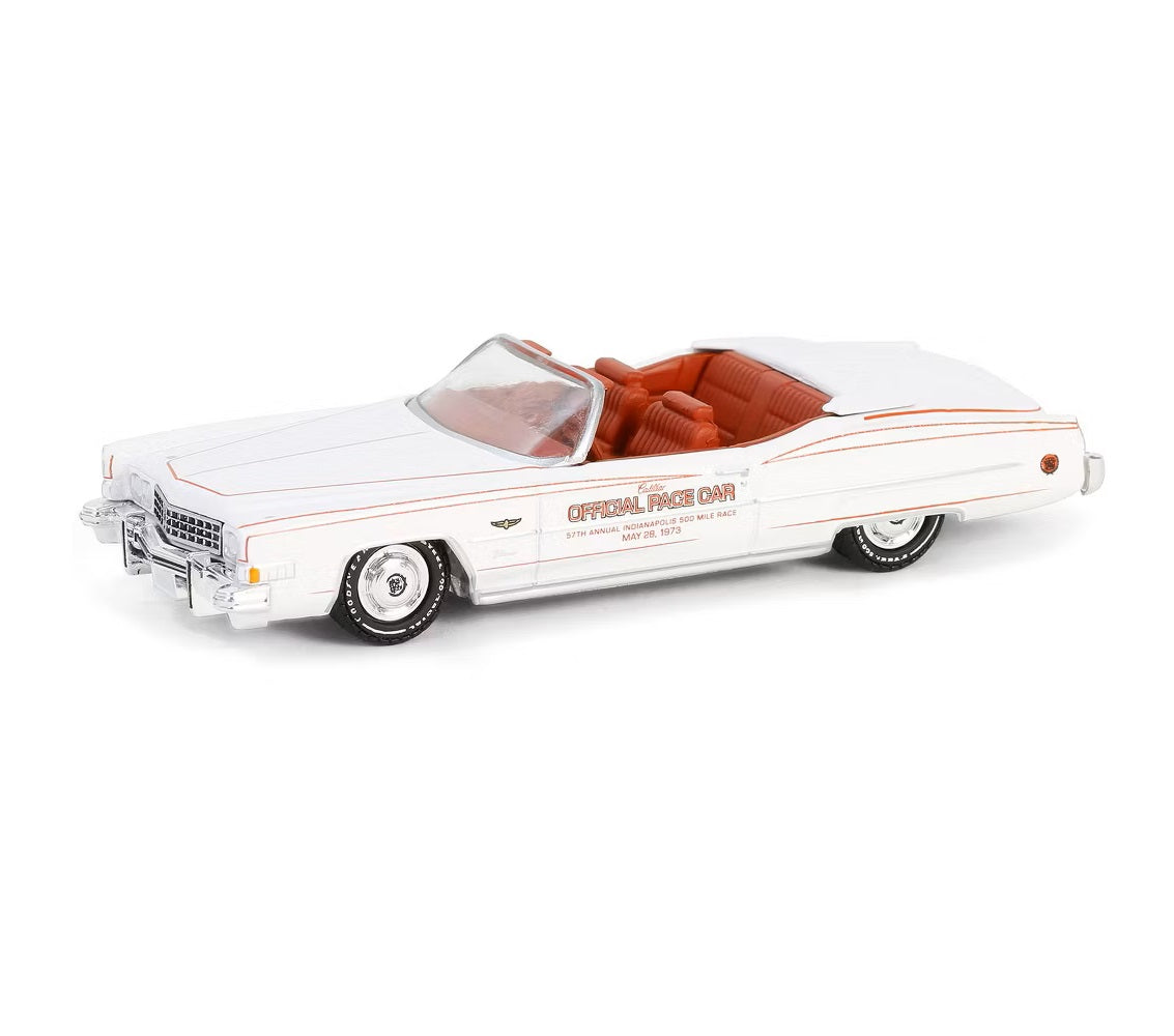 Greenlight - 1973 Cadillac Eldorado Convertible "57th Annual Indianapolis" White with Red Interior - Scale 1/64