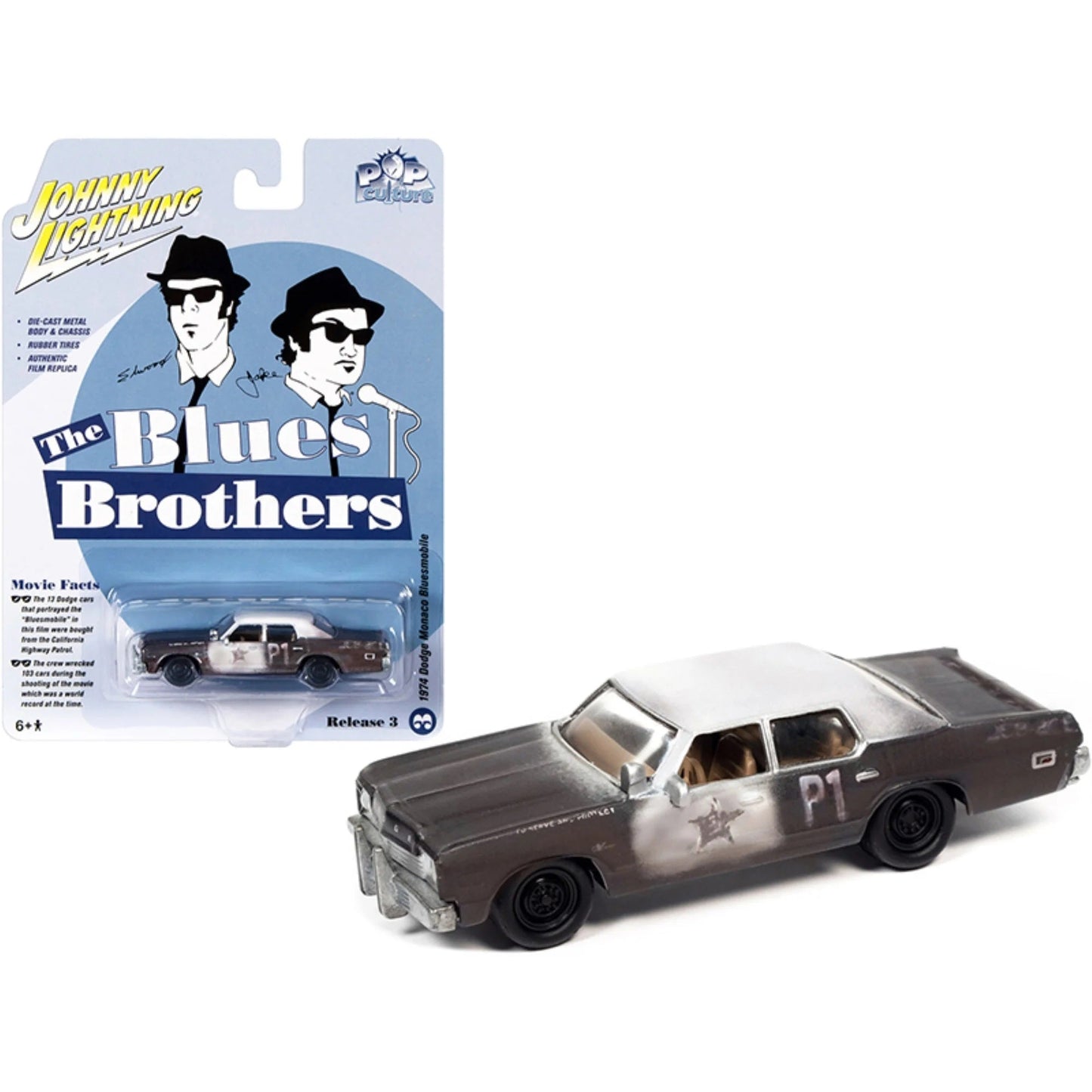 Johnny Lightning - 1974 Dodge Monaco Bluesmobile The Blues Brothers - 1/64 Scale