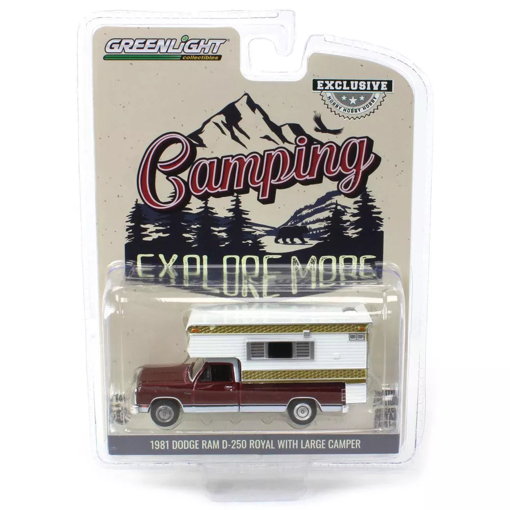 Greenlight - 1981 Dodge Ram D-250 Royal with Large Camper - Scale 1/64