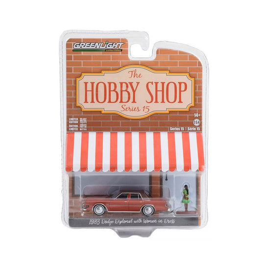 Greenlight - 1983 Dodge Diplomat with Woman in Dress - Series Hobby Shop - Scale 1/64