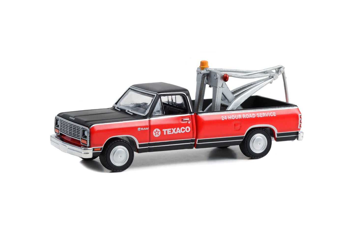 Greenlight - 1983 Dodge Ram D-100 Royal SE Tow Truck Black and Red and Black - Series Blue Collar - Scale 1/64