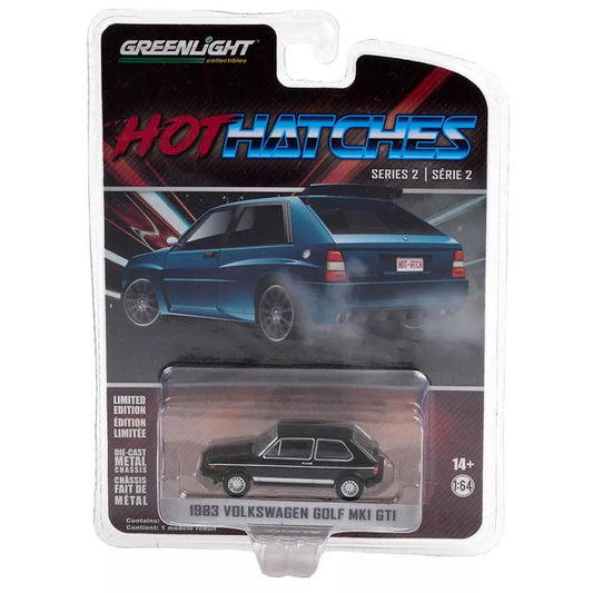 Greenlight - 1983 Volkswagen Golf Mk1 GTI Black with Silver Stripes Series Hot Hatches - Scala 1/64