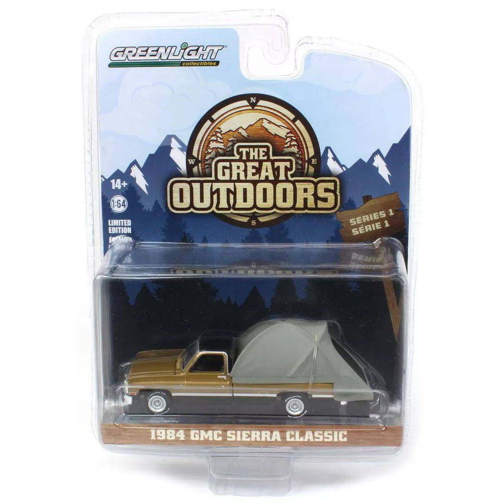 Greenlight - 1984 GMC Sierra Classic with Modern Truck Bed Tent - Series The Great Outdoors - Scala 1/64