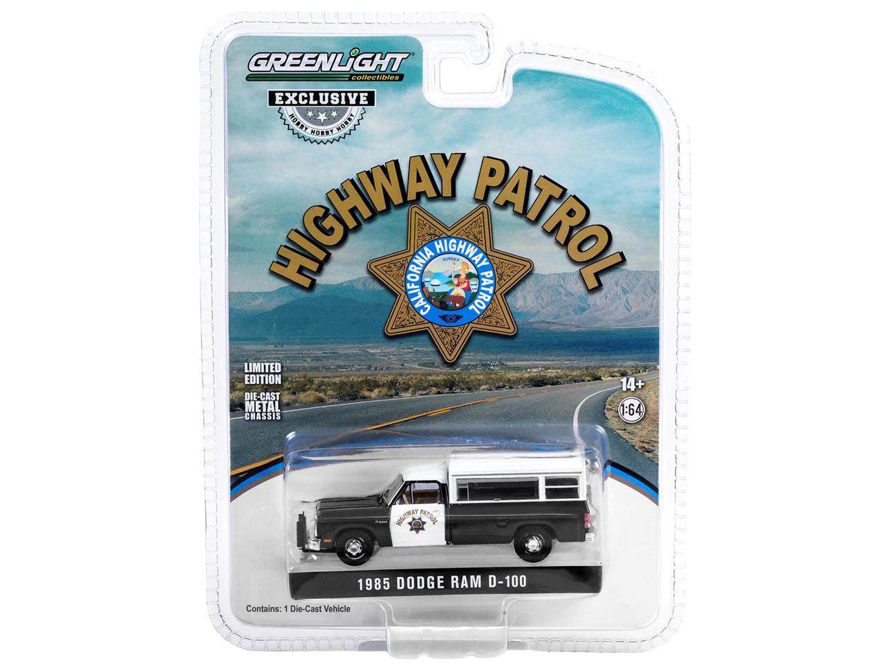 Greenlight - 1985 Dodge Ram D-100 Truck Black and White "California Highway Patrol" - Scala 1/64