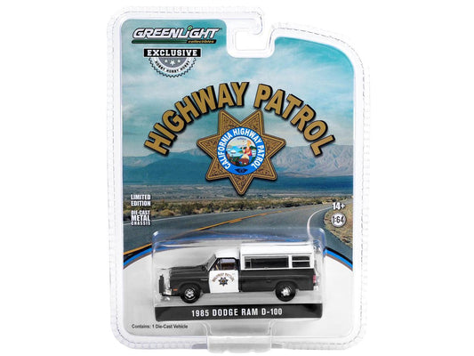 Greenlight - 1985 Dodge Ram D-100 Truck Black and White "California Highway Patrol" - Scale 1/64