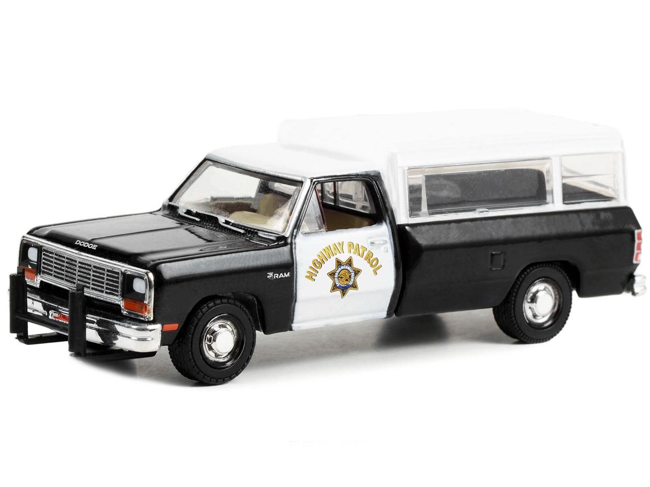 Greenlight - 1985 Dodge Ram D-100 Truck Black and White "California Highway Patrol" - Scale 1/64