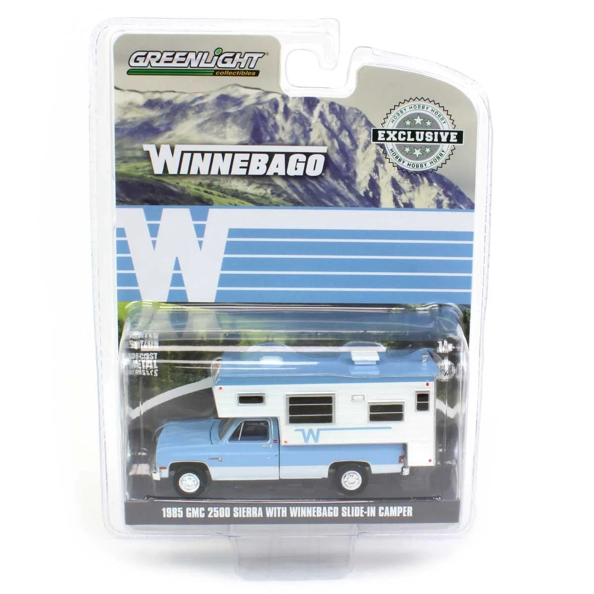 Greenlight - 1985 GMC 2500 Sierra with Winnebago Slide in Camper - Scale 1/64