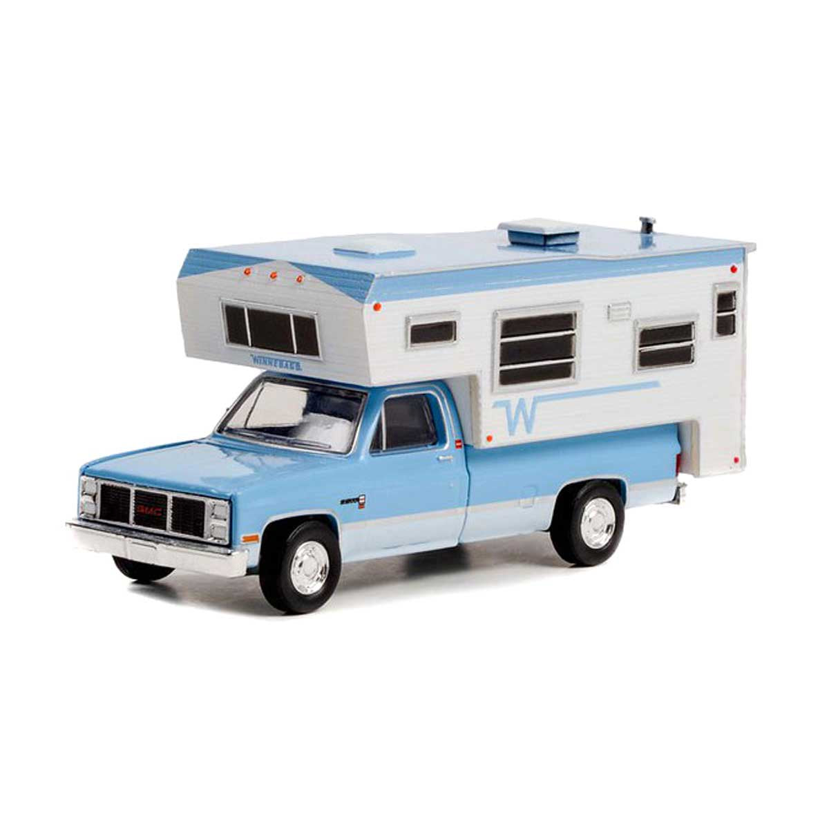 Greenlight - 1985 GMC 2500 Sierra with Winnebago Slide in Camper - Scale 1/64