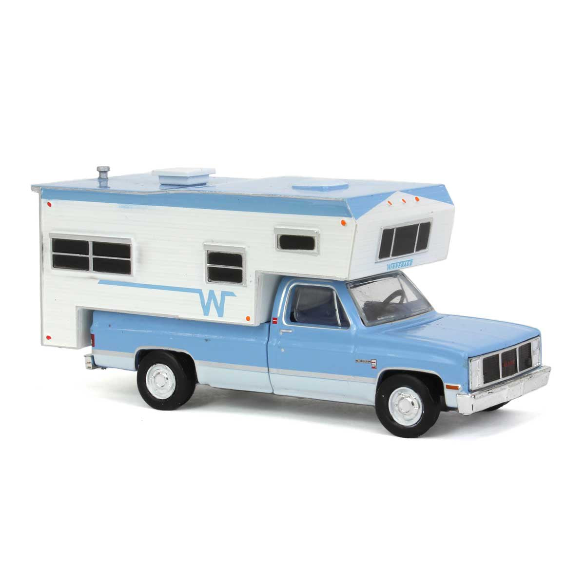 Greenlight - 1985 GMC 2500 Sierra with Winnebago Slide in Camper - Scale 1/64