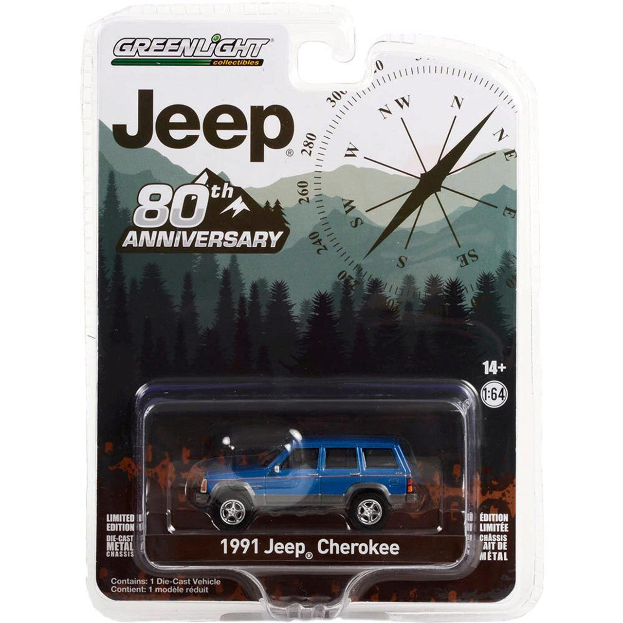 Greenlight - 1991 Jeep Cherokee Blue (Jeep 80th Anniversary) - Scale 1/64