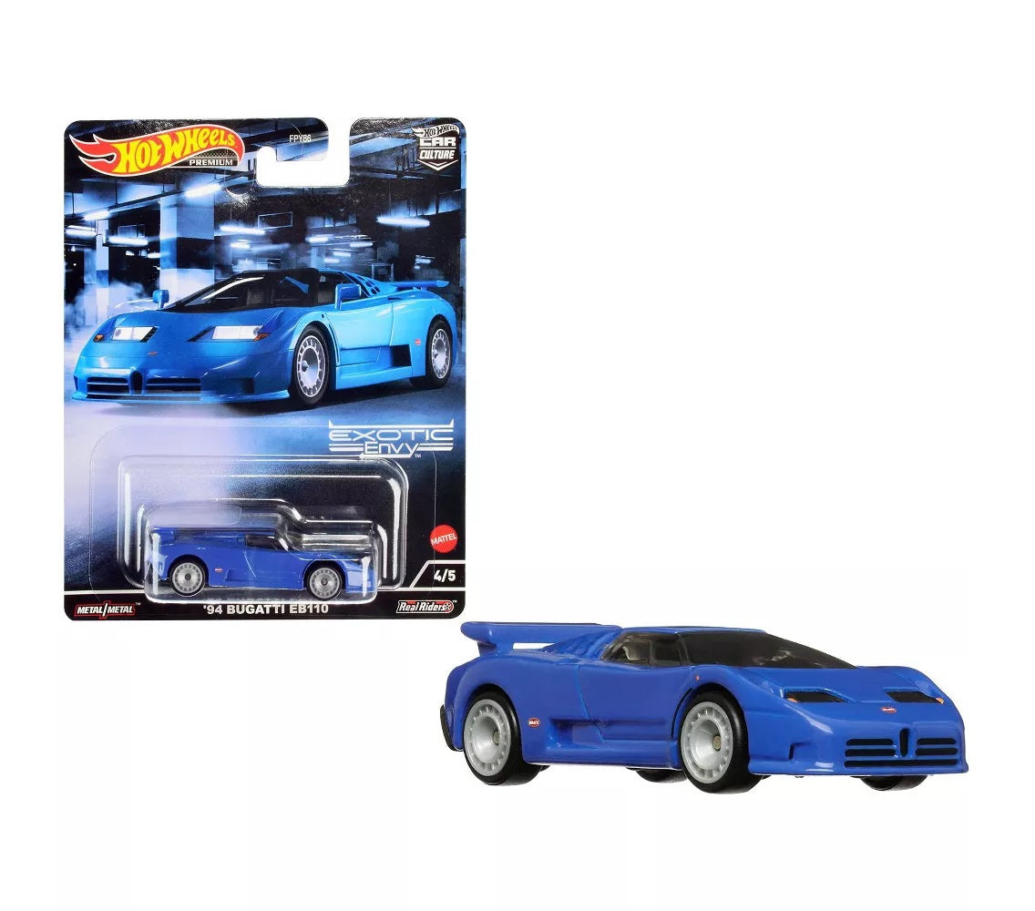 Hot Wheels Premium - 1994 Bugatti EB110 Blue Exotic Envy - Series Car Culture - Scale 1/64