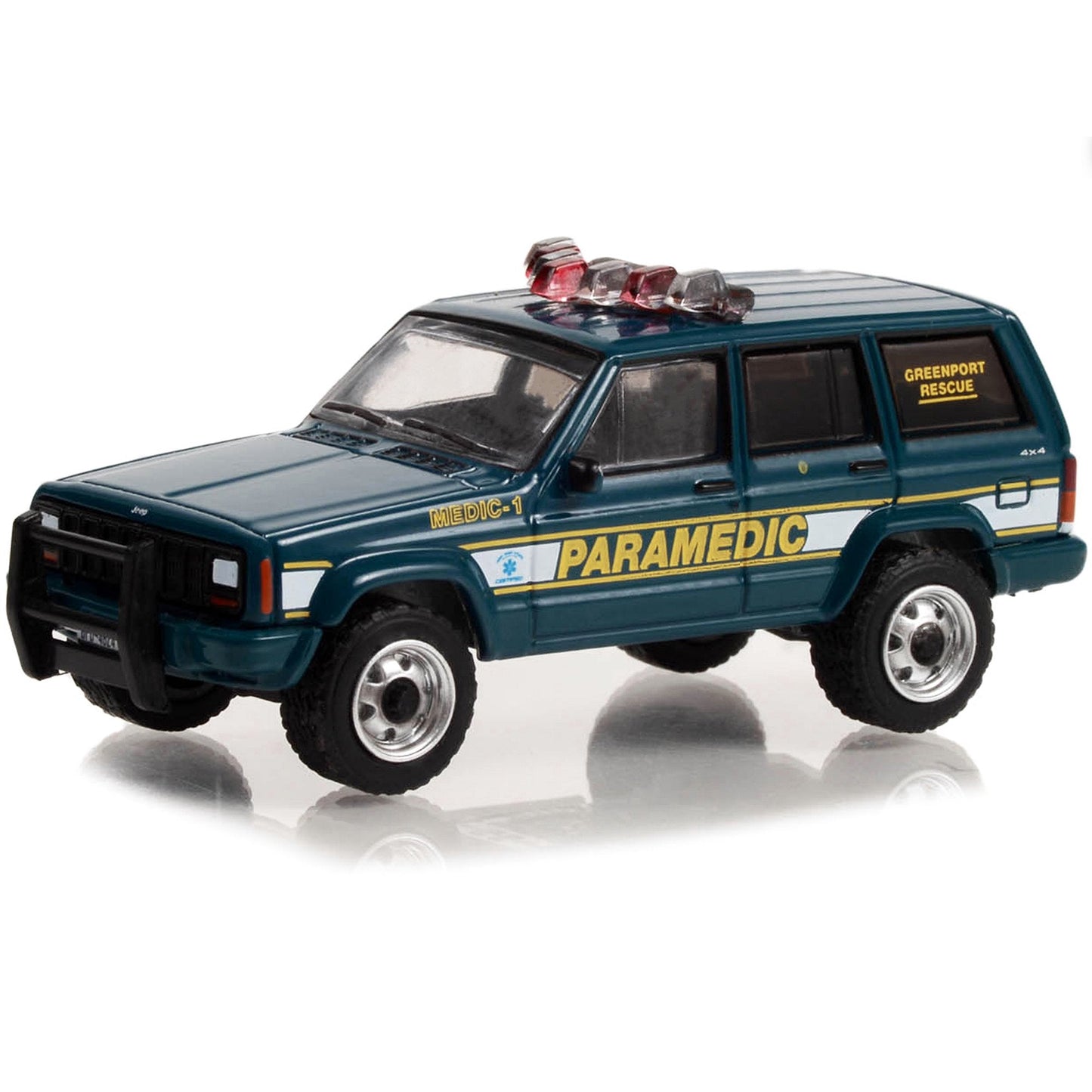 Greenlight - 1998 Jeep Cherokee Greenport Rescue Squad Paramedic - Series First Responders - Scale 1/64