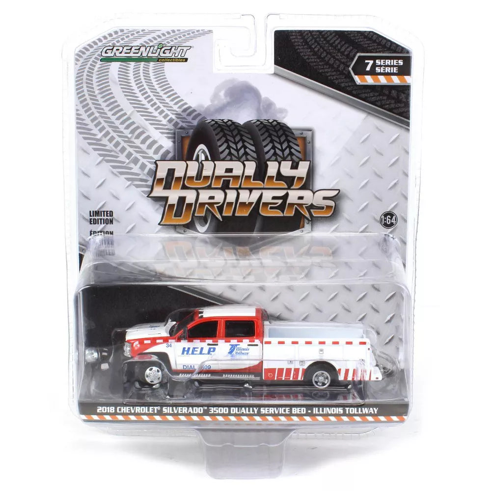 Greenlight - 2018 Chevrolet Silverado 3500 Service Bed Illinois Tollway - Dually Drivers Series - Scala 1/64