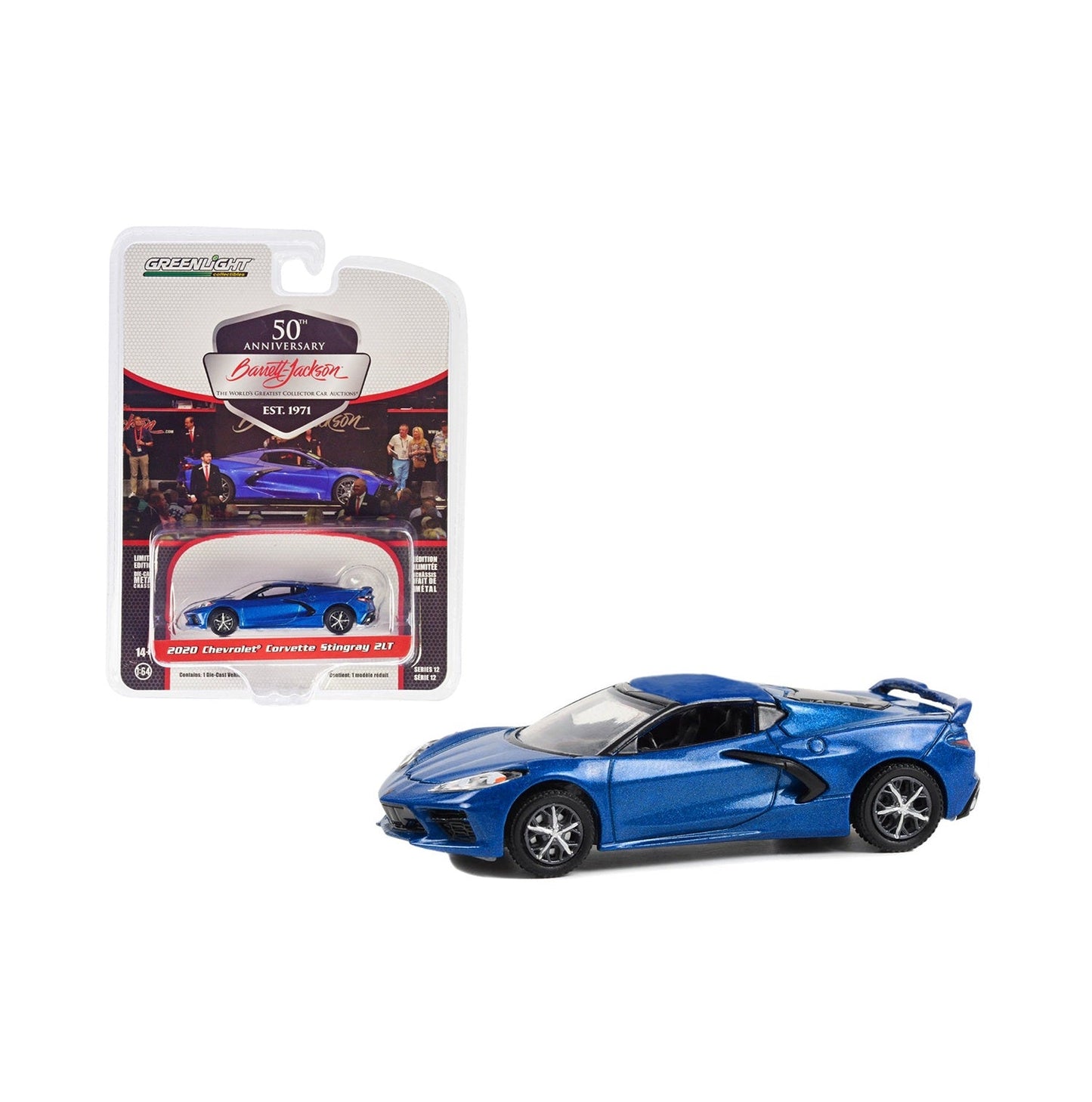 Greenlight Collectibles - 2020 Chevrolet Corvette C8 Stingray 2LT Rapid Blue Metallic (Lot #1259) - Series Barrett Jackson - 1/64 Scale