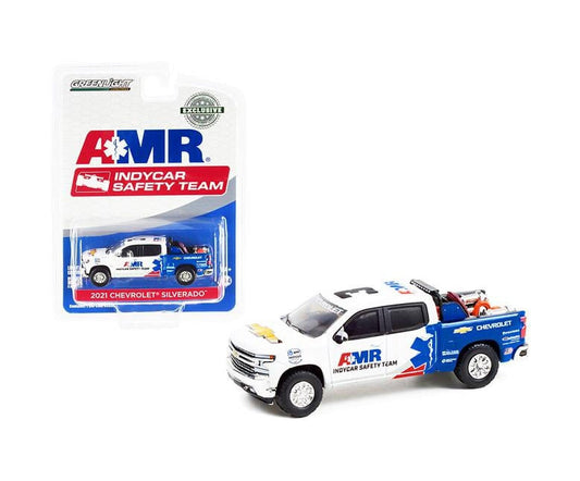 Greenlight - 2021 Chevrolet Silverado Pickup Truck Model Car with Safety Equipment in Truck Bed NTT IndyCar Series Hobby Exclusive - Greenlight - 1/64 Scale