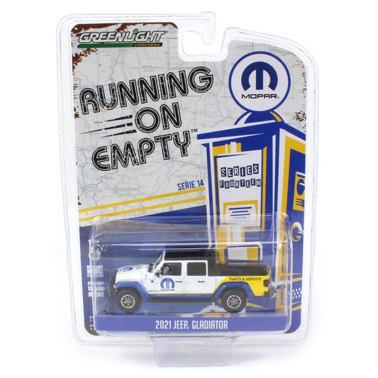 Greenlight - 2021 Jeep Gladiator "Mopar Parts &amp; Service" Series Running On Empty - Greenlight - 1/64 Scale