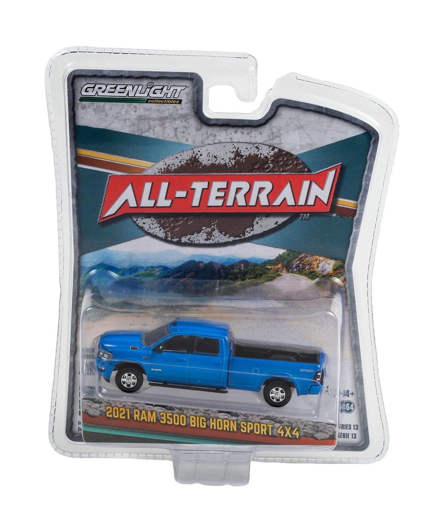 Greenlight - 2021 Ram 3500 Big Horn Sport 4x4 Blue - Series All Terrain - Scale 1/64