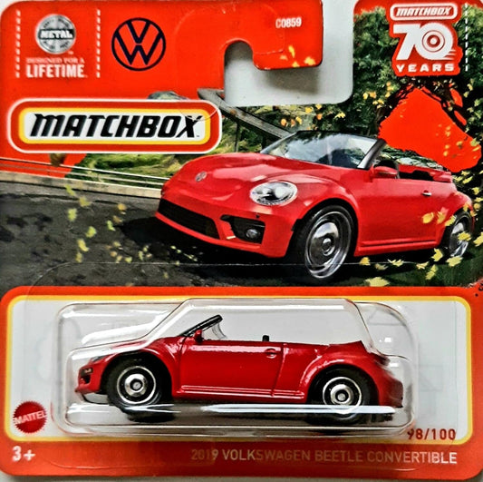 Matchbox - Volkswagen Beetle Convertible 2019 Red #98 - Matchbox - Scale 1/64 Approximately