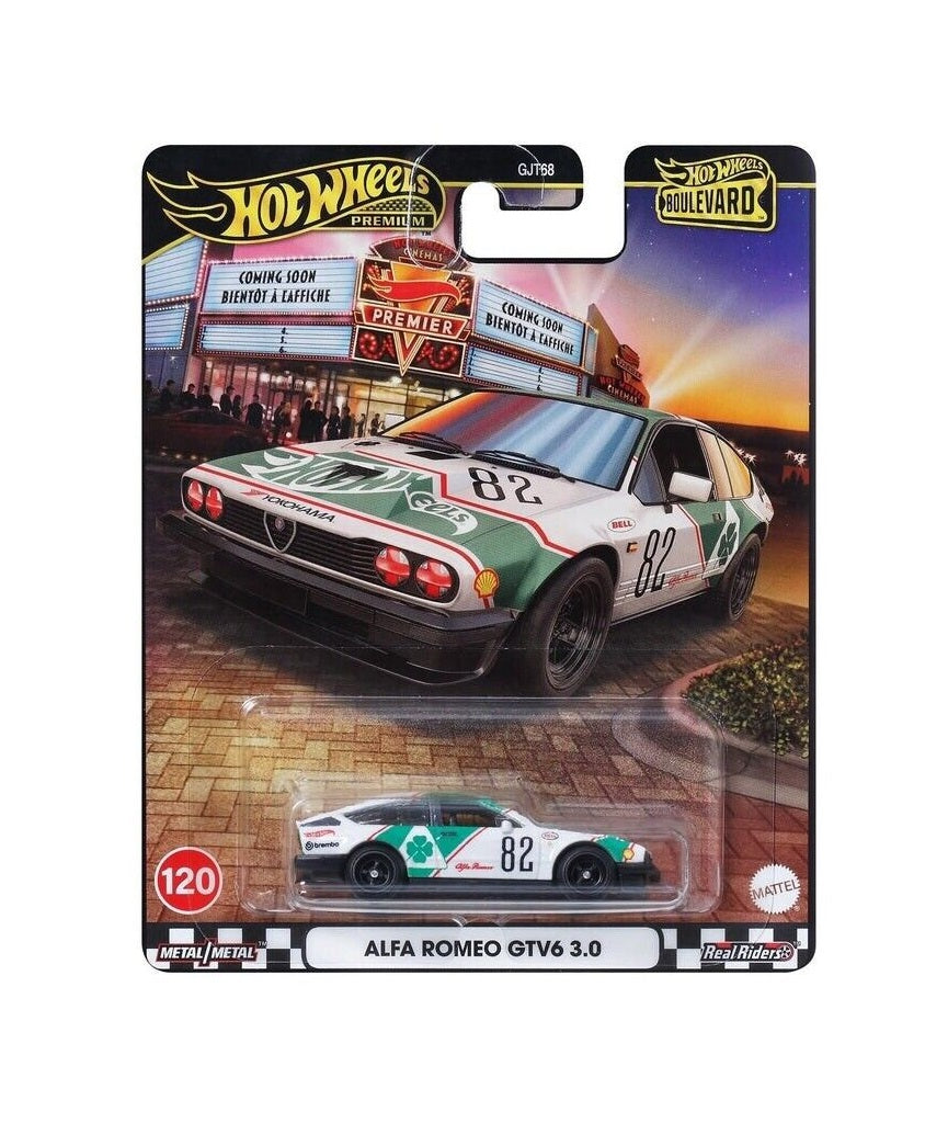 Hot Wheels Premium - Alfa Romeo GTV6 3.0 White Green Boulevard Series - Scale 1/64