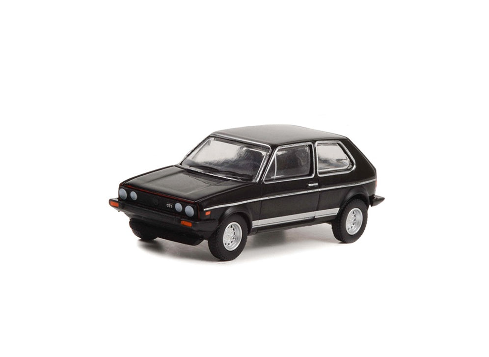 Greenlight - 1983 Volkswagen Golf Mk1 GTI Black with Silver Stripes Series Hot Hatches - Scale 1/64