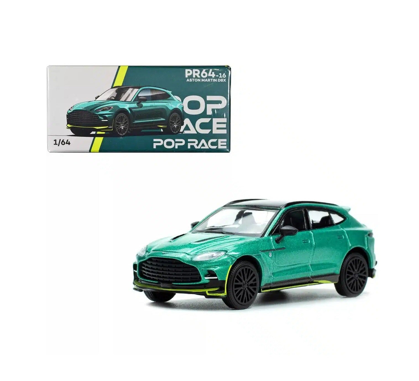 Pop Race - Aston Martin DBX Racing Green Metallic with Black Top Scala 1/64 PR64-0016