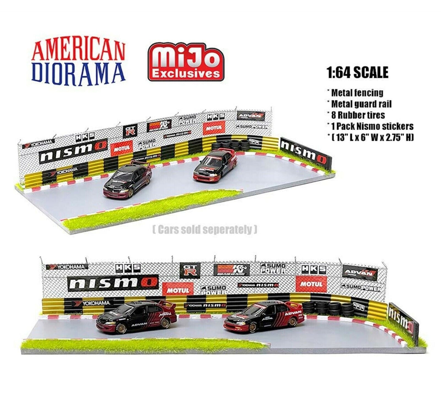 American Diorama - Racetrack Diorama (Advan stickers pack included) Cars Not Included - Scale 1/64 AD-76532MJ