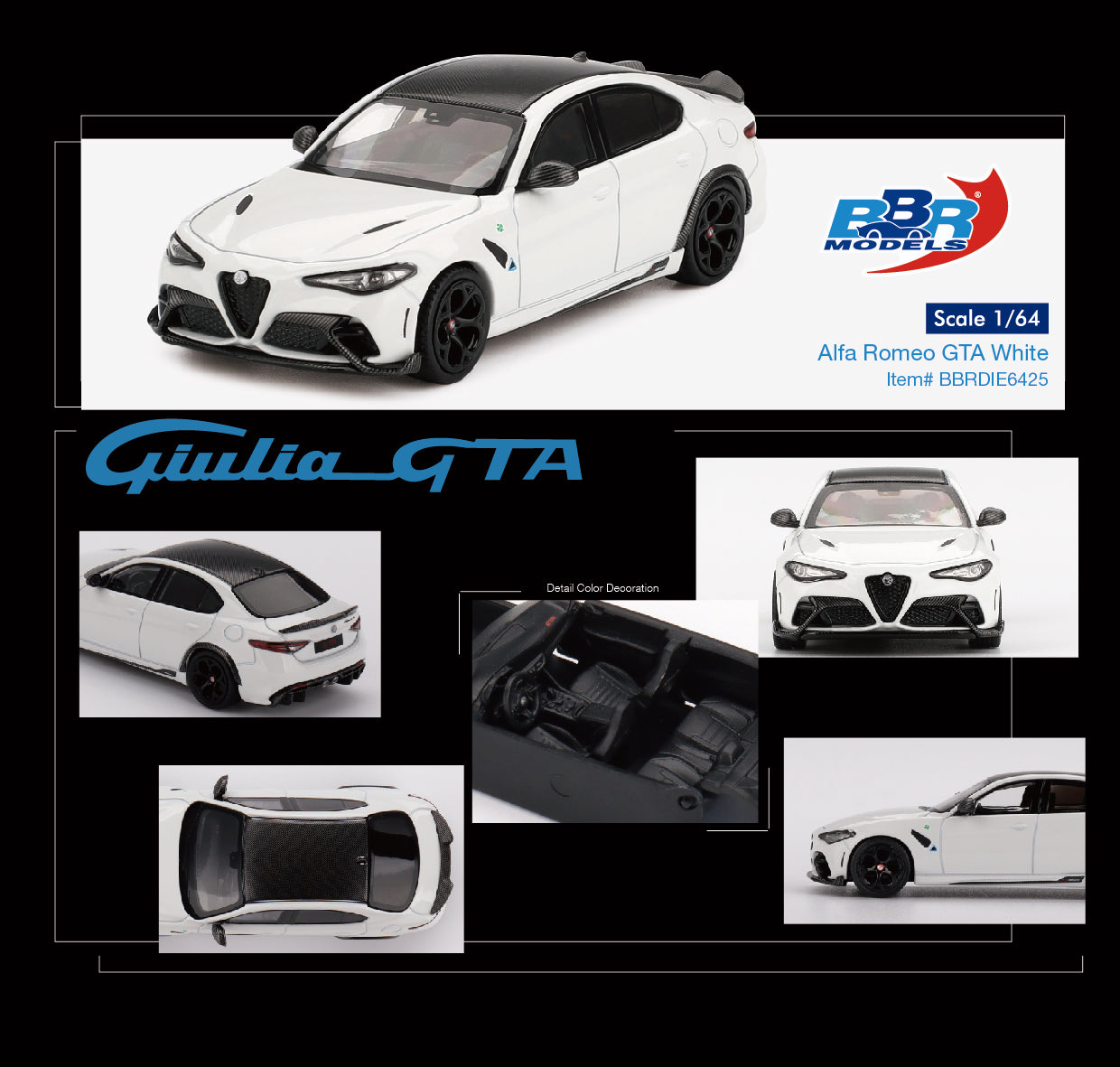 [PRE-ORDER] BBR Models - Alfa Romeo Giulia GTA 2020 White - Scale 1/64 BBRDIE6425