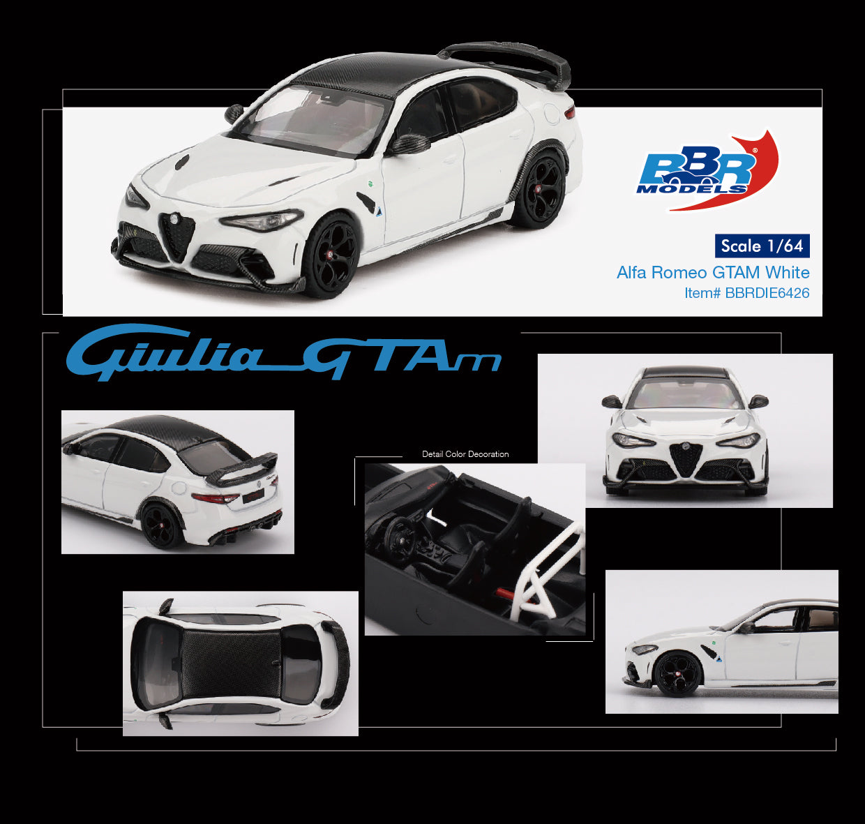 [PRE-ORDER] BBR Models - Alfa Romeo Giulia GTAm 2021 White - Scale 1/64 BBRDIE6426