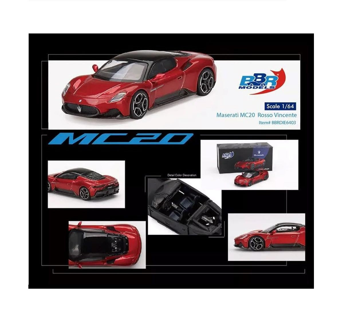 BBR Models - Maserati MC20 Rosso Vincente - Scale 1/64 BBRDIE6403