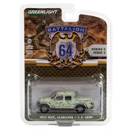 Greenlight - 2022 Jeep Gladiator US Army - Series Battalion 64 - Greenlight - Scale 1/64