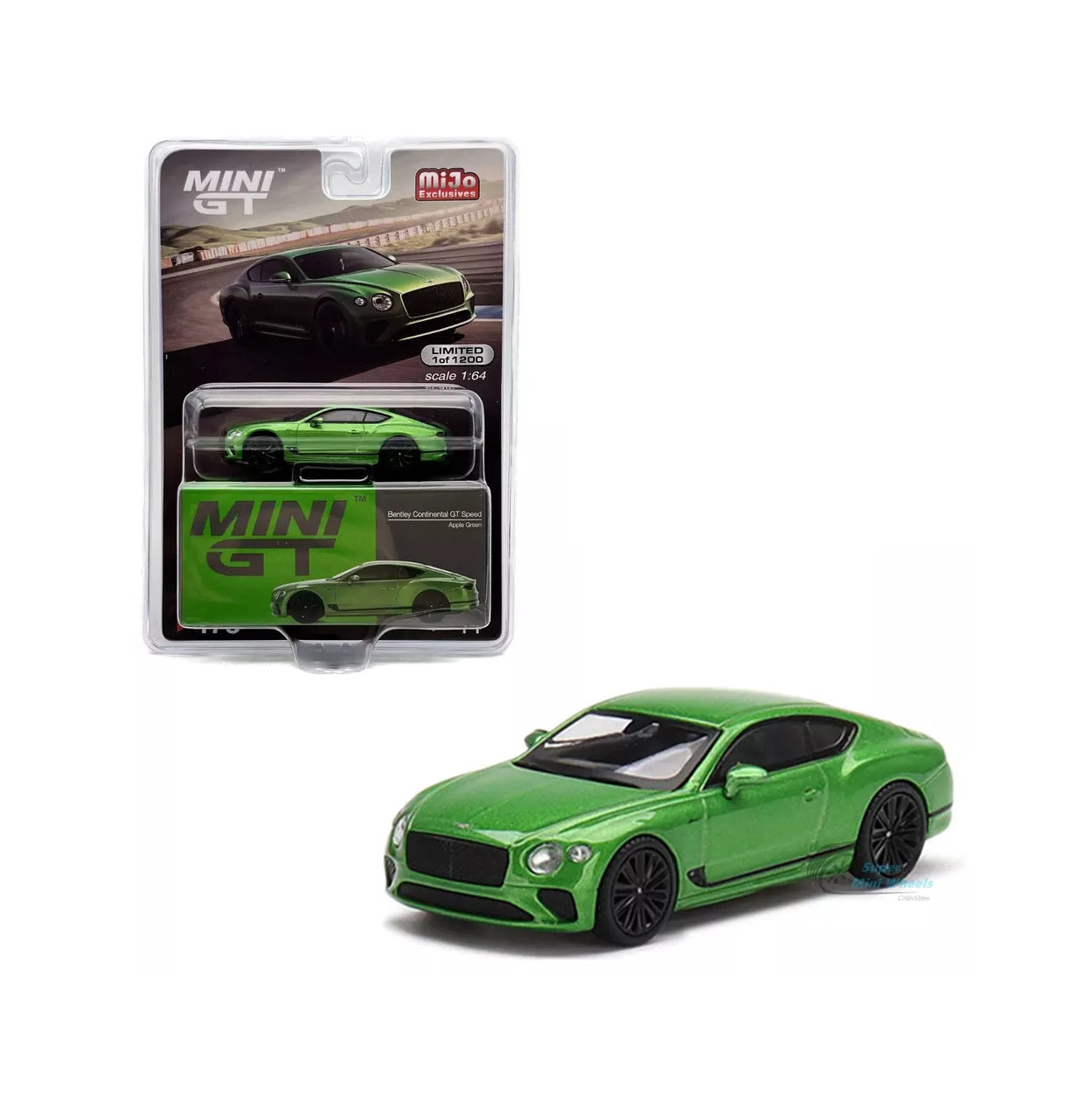 Mini GT - Bentley Continental GT Speed 2022 Apple Green MiJo Exclusives LHD  - Scala 1/64 MGT00473-MJ