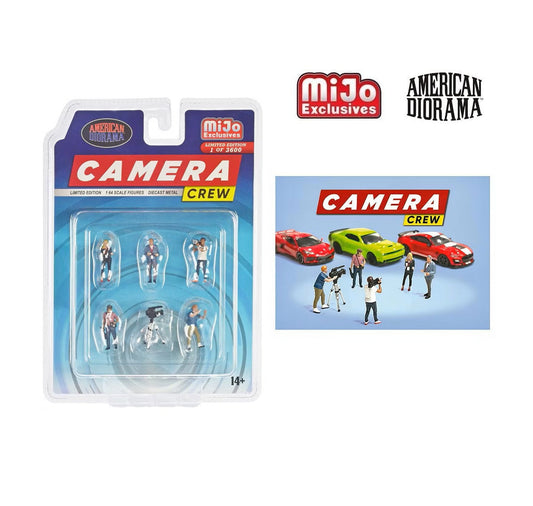 American Diorama - "Camera Crew" 6 piece Diecast Figures Set MiJo Exclusives - Scale 1/64 AD-76526MJ