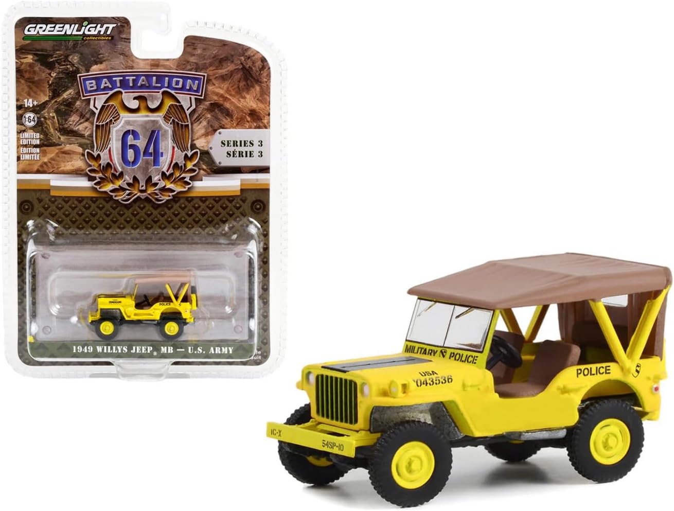 Greenlight - 1949 Willys Jeep MB US Army - Series Battalion 64 - Scale 1/64