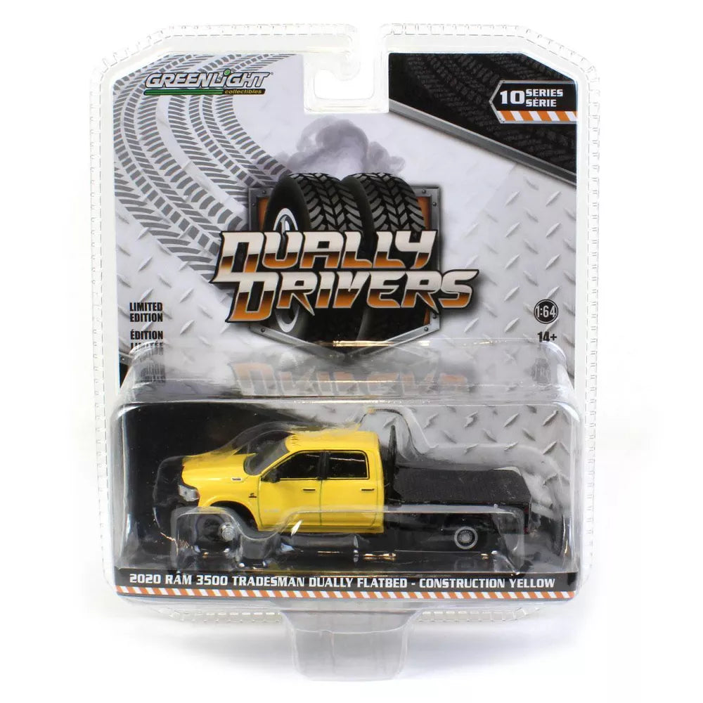 Greenlight - 2020 Ram 3500 Tradesman Dually Flatbed Construction Yellow - Dually Drivers Series - Greenlight - Scala 1/64