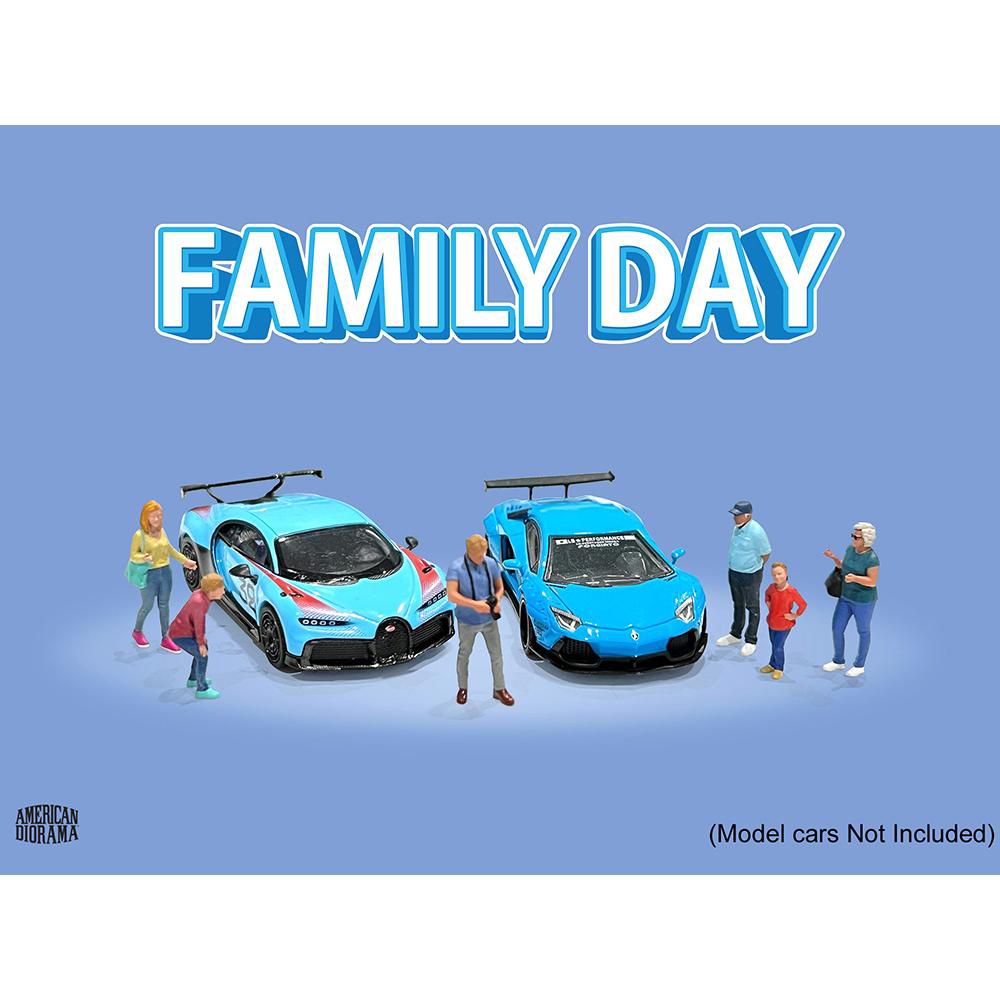 American Diorama - Family Day 6 piece Diecast Figure Set Car Not Included - MiJo Exclusives - Scale 1/64 AD-2410MJ